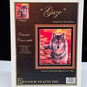Kustom Krafts Gaze Wolf Counted Cross Stitch Pattern Dyan Allaire Artwork JNaito
